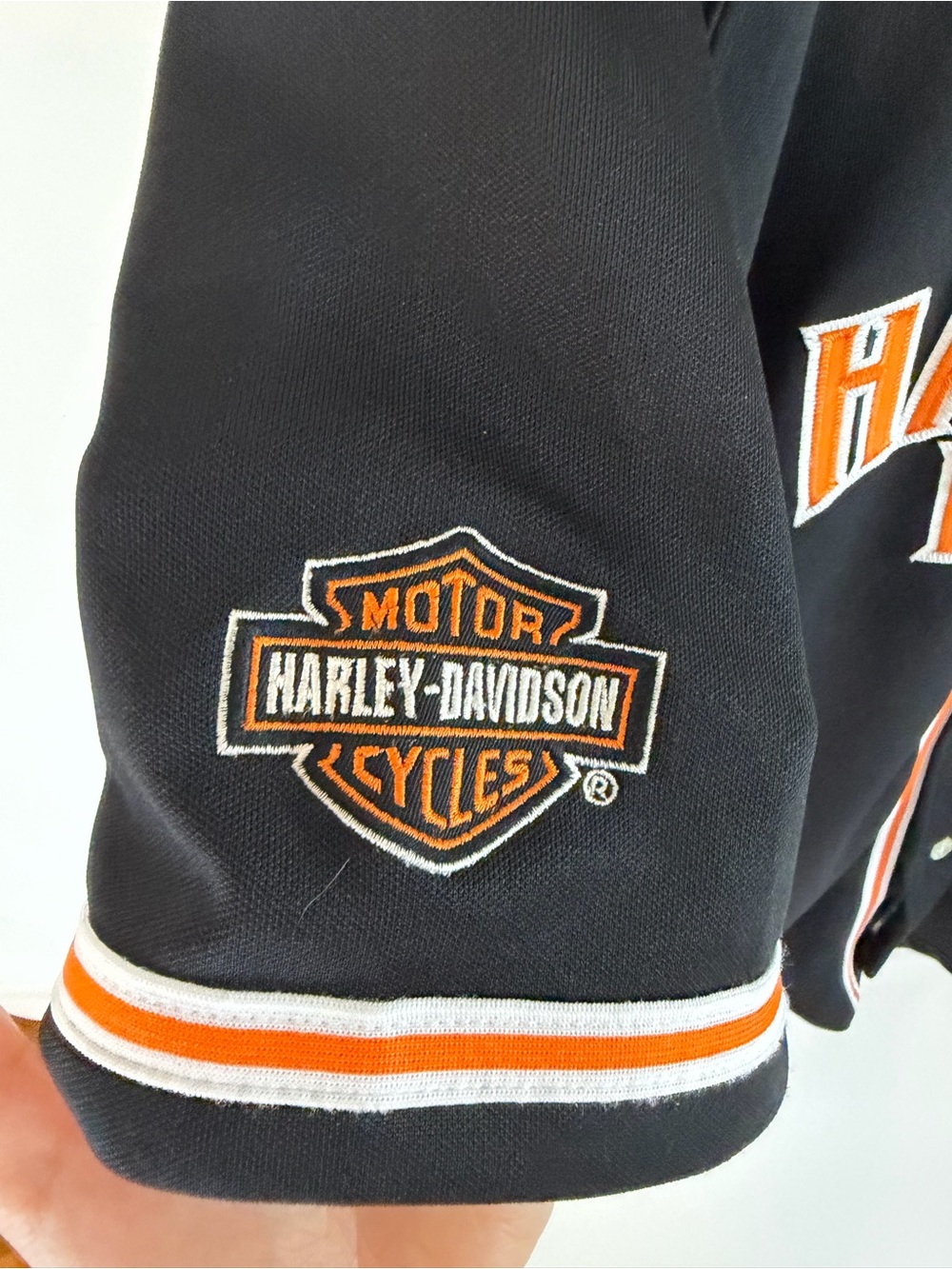 Harley-Davidson Black Orange Baseball Jersey Men’s/Women’s Motorcycle Shirt - Picture 5 of 8